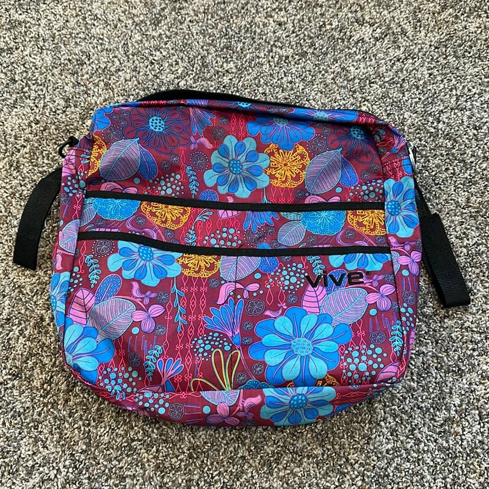 Vive Walker Wheelchair Accessory Caddy Pouch with Multiple Compartments, Floral